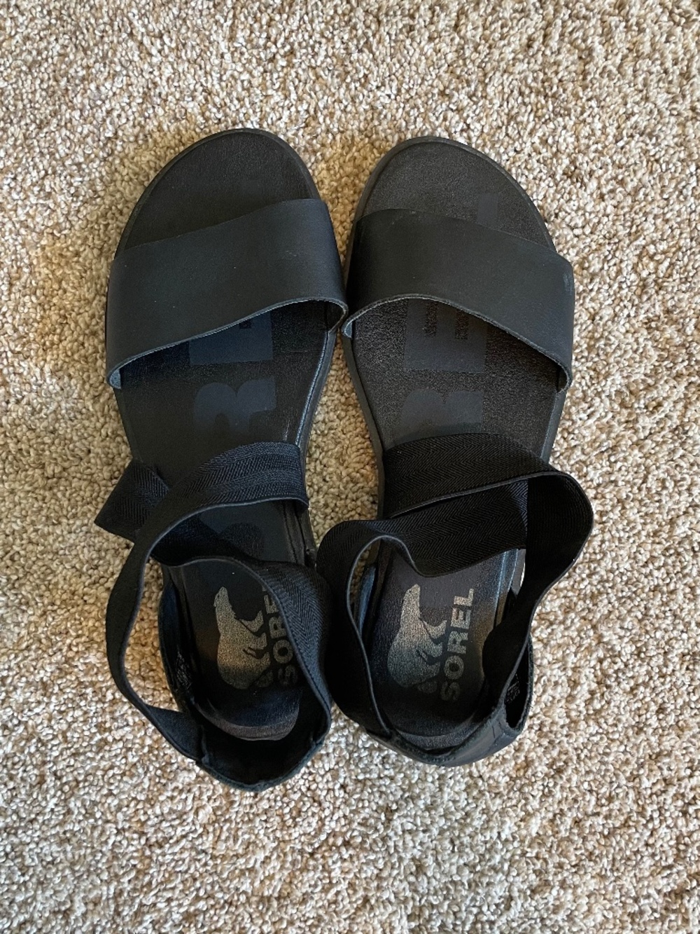 Sorel ELLA II Strappy Leather Sandals Size 7.5 - All Black